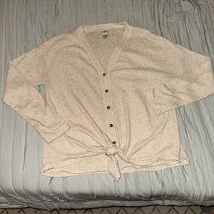Neutral Daytrip Button Tie Sweater | Size XL